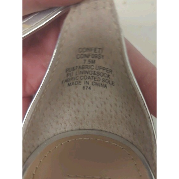 STEVE MADDEN Confeti Silver Women's  SZ 7.5 Ankle Strap Open Squared Toe Heels - Picture 8 of 11